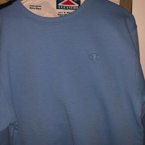 men’s baby blue champion crewneck size S